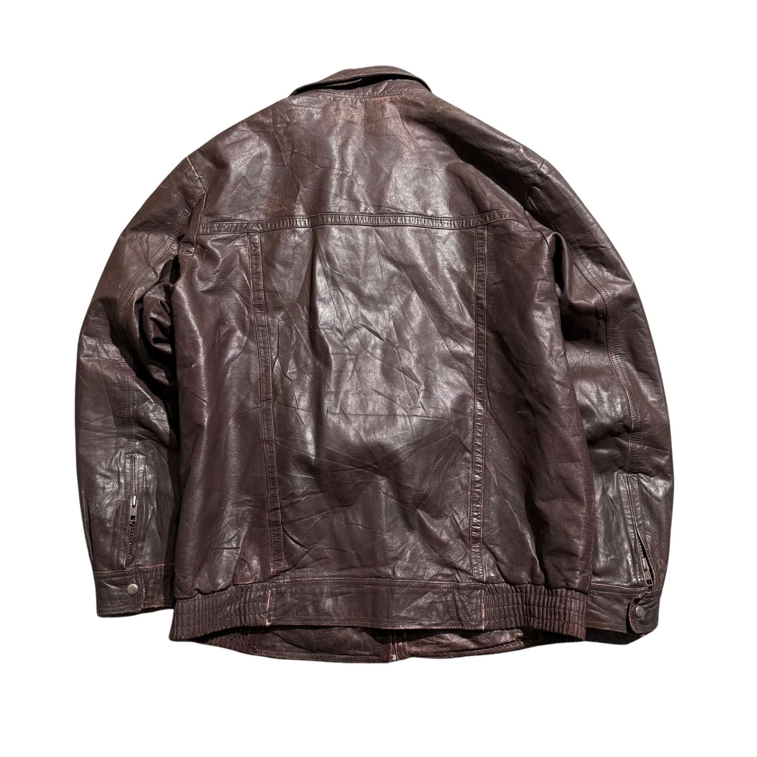 BROWN VINTAGE LEATHER JACKET – 3IFTS Thrift India