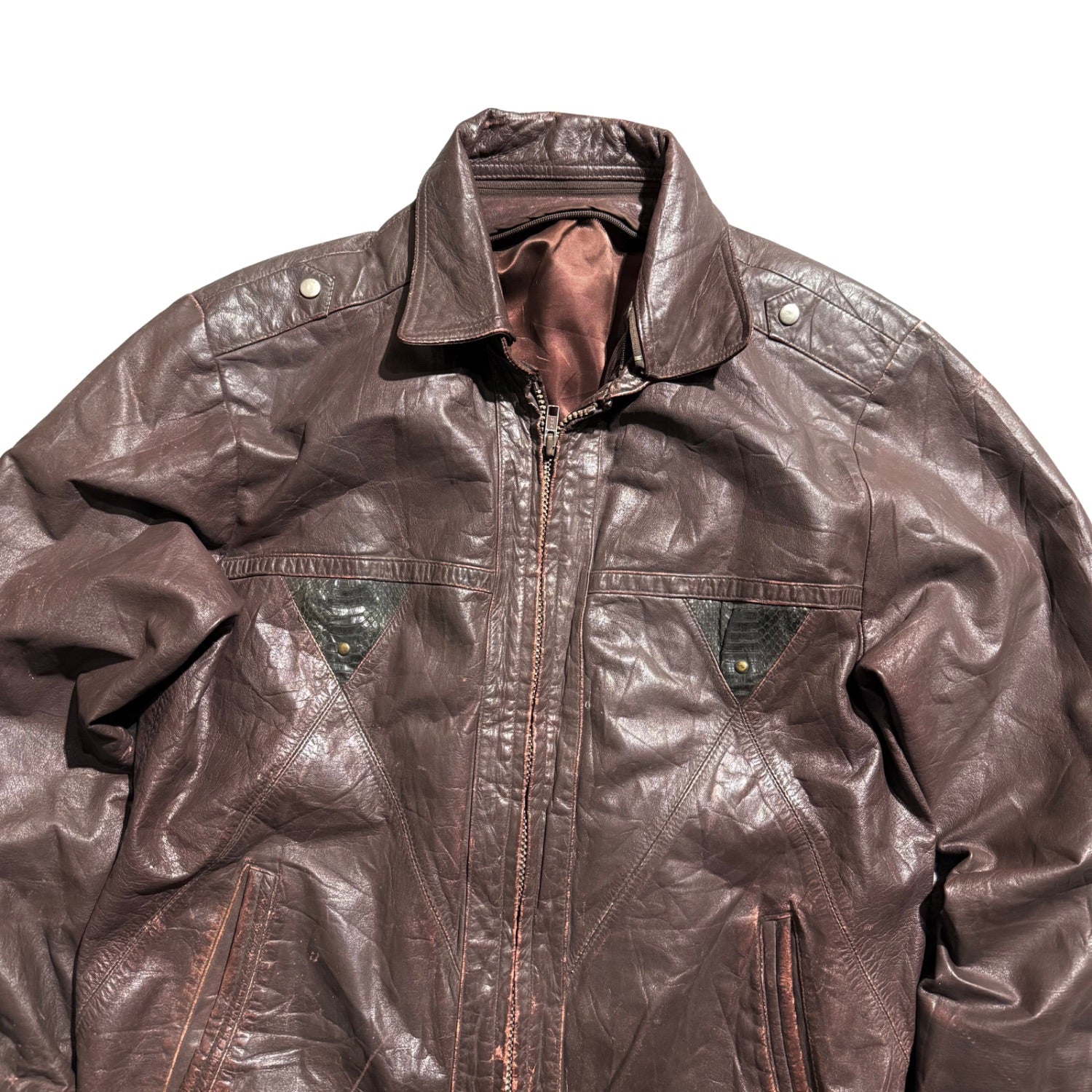 BROWN VINTAGE LEATHER JACKET – 3IFTS Thrift India